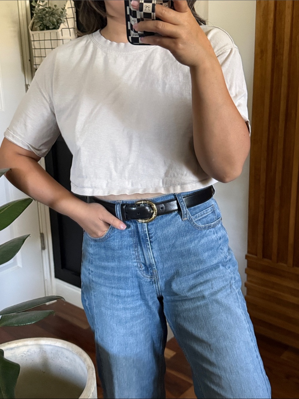 Zara 100% Cotton Boxy Relaxed Cropped Crew T-Shirt. S